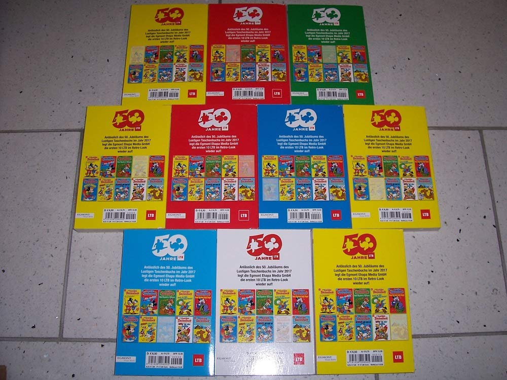 LTB Set 001-010 1-10 LTB 1er complet en look rétro 50 ans LTB Lustiges Taschenbuch Lustige Taschenbücher avec les numéros 1 + 2 + 3 + 4 + 5 + 6 + 7 + 8 + 9 + 10 - avec 10x LTB Édition Nostalgie