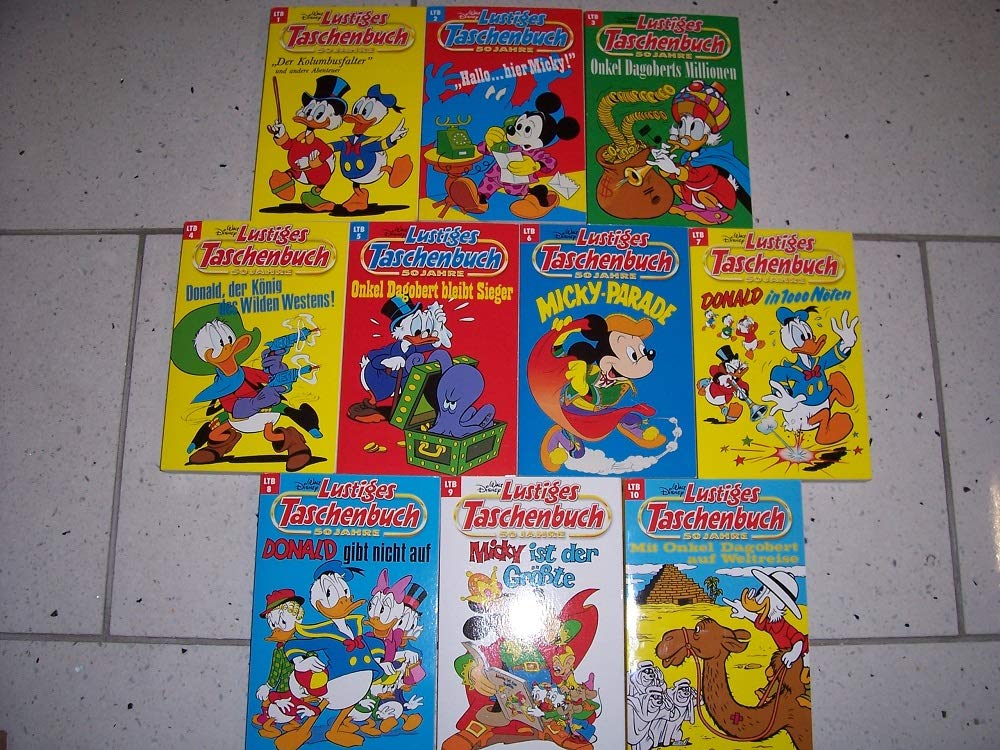 LTB Set 001-010 1-10 LTB 1er complet en look rétro 50 ans LTB Lustiges Taschenbuch Lustige Taschenbücher avec les numéros 1 + 2 + 3 + 4 + 5 + 6 + 7 + 8 + 9 + 10 - avec 10x LTB Édition Nostalgie