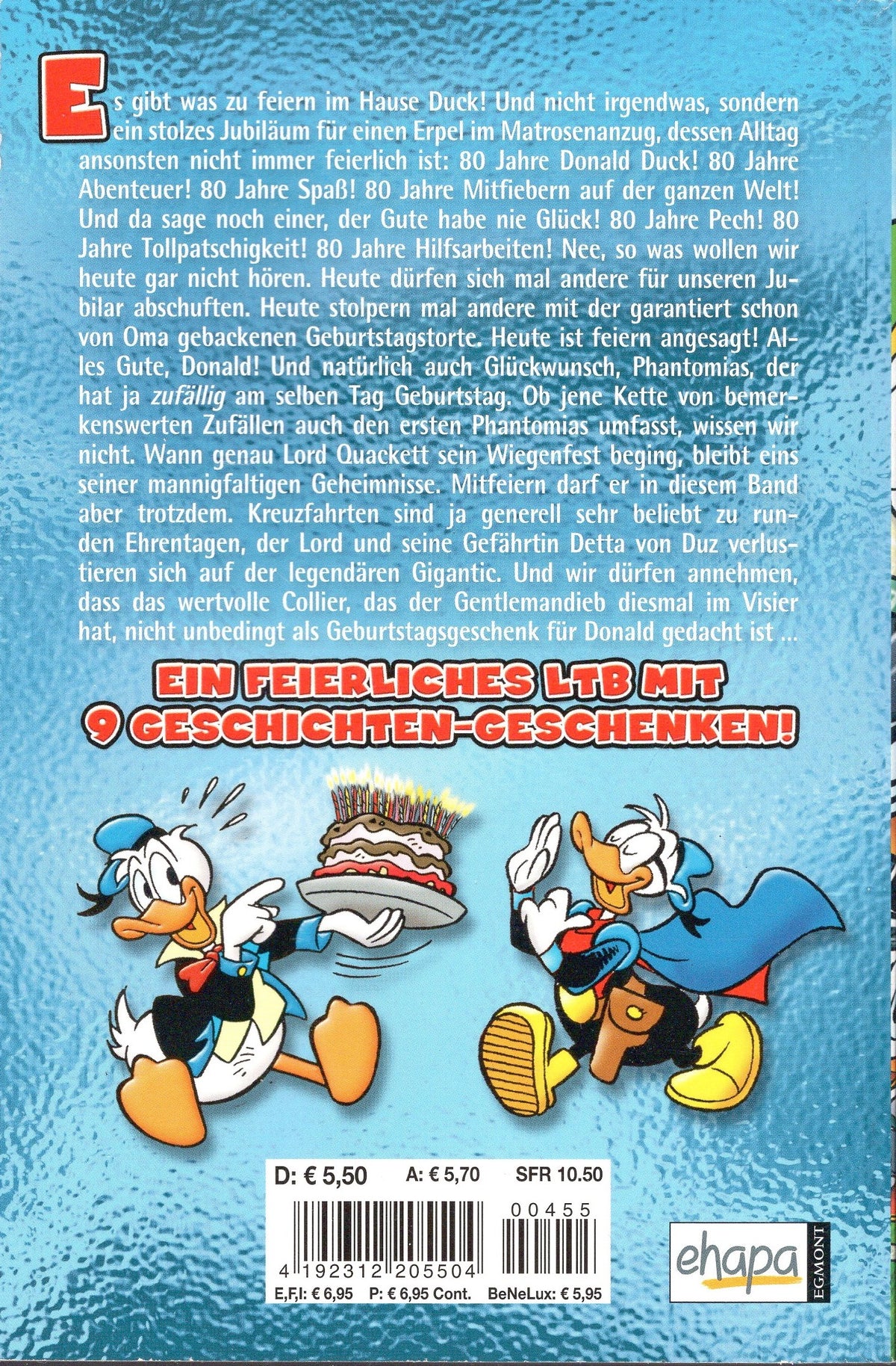 Lustiges Taschenbuch LTB Nr. 455 - 80 Jahre Donald Duck Jubiläums-Ausgabe Cover BLAU